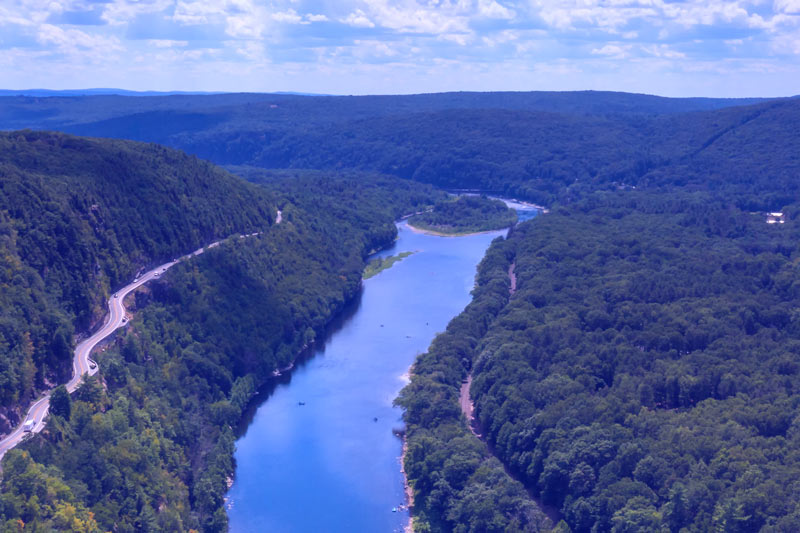 Aerial view of the Delaware River.